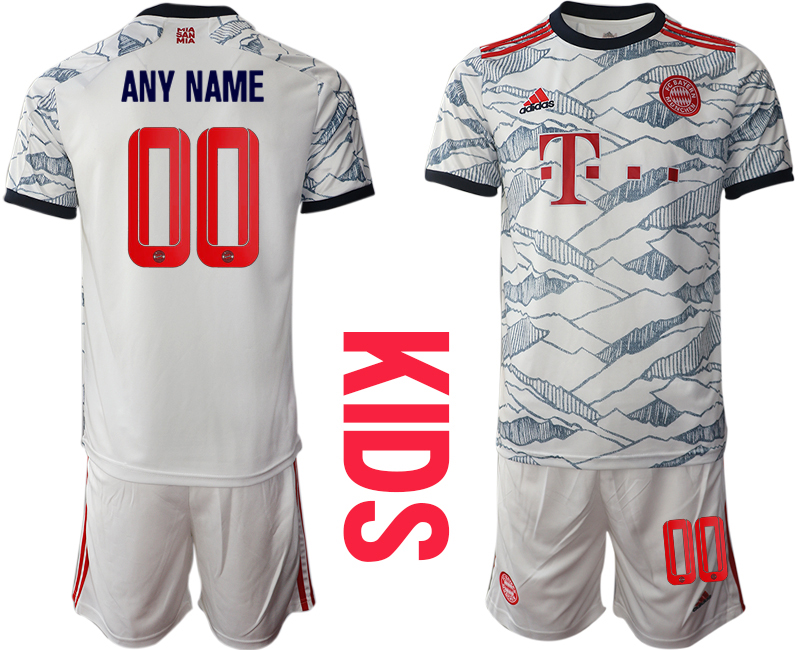 Youth 2021-2022 Club Bayern Munich Second away white customized Soccer Jersey->customized soccer jersey->Custom Jersey
